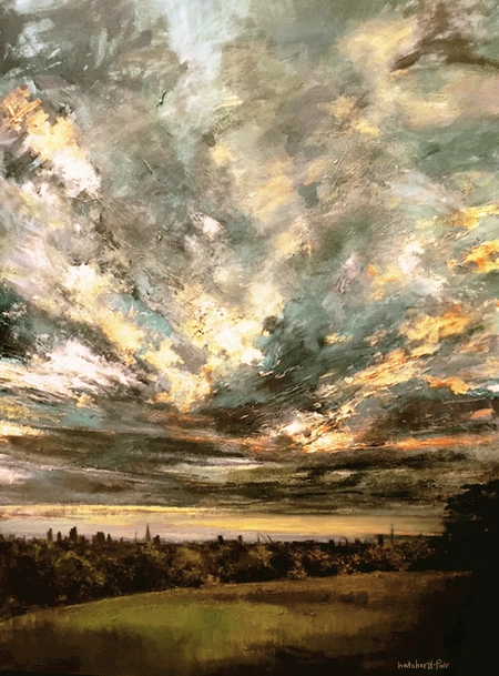 London skyline under stormy skies