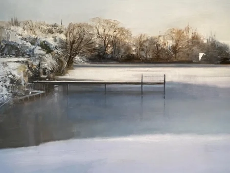 Winter Bathing Pond with Egrets